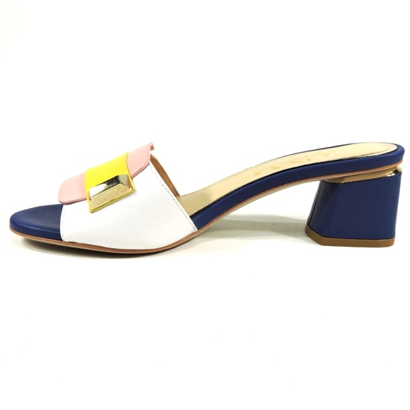 LEATHER WOMEN'S MULTICOLORED MULES - Picture 3 of 8